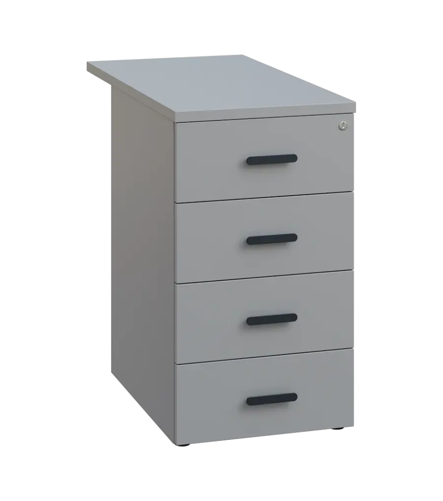 LKC 2 - 81 kontejner přístavný, 4-zásuvkový, deska 25 mm, centrální zámek, šedá